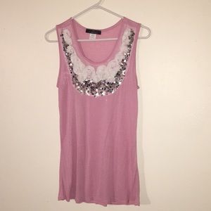 Pink Collection Tank with Rose / Sequin Details